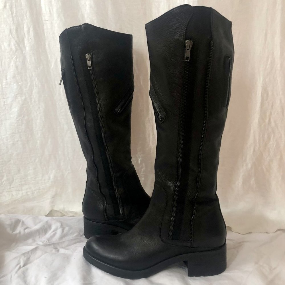 Vera Wang " Evan" Leather Black Riding Boots 41